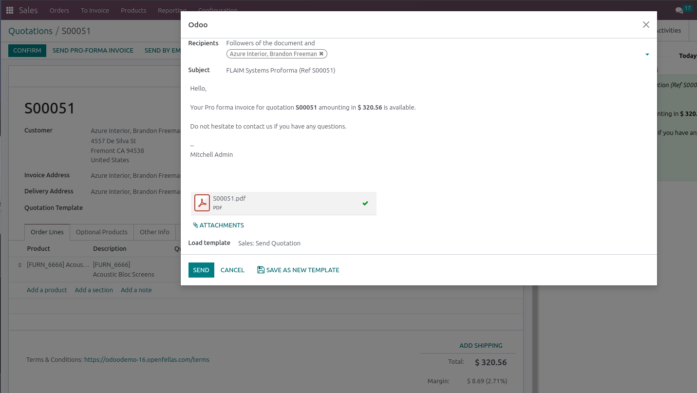 Send Proforma Invoice